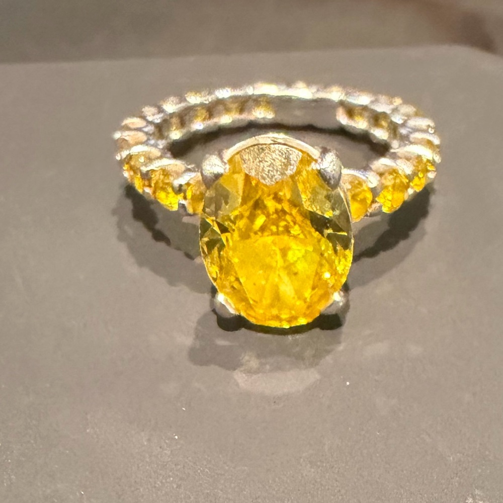 5.66 CTS “LAB GROWN” Yellow diamond 14k gold ring